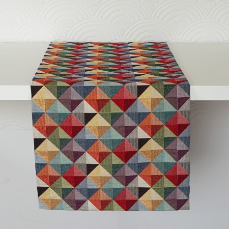Bieżnik 280cm długi TAPESTRY gobelinowy kolorowy kwadraty