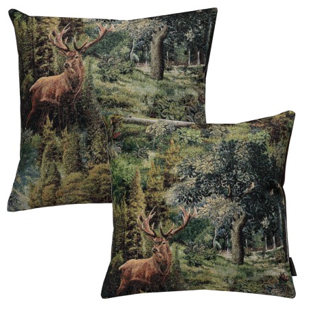 Poszewka Gobelinowa 45*45 cm myśliwska, jeleń w lesie PolDesign