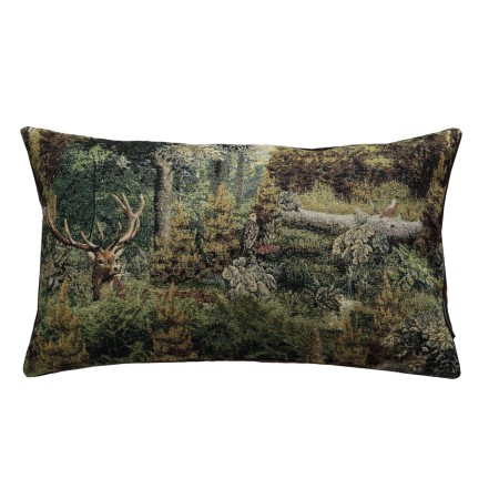 Poszewka Myśliwska 30x60 Las Jeleń Zielona Leśna Brązowa Gobelinowa Aksamitna  PolDesign