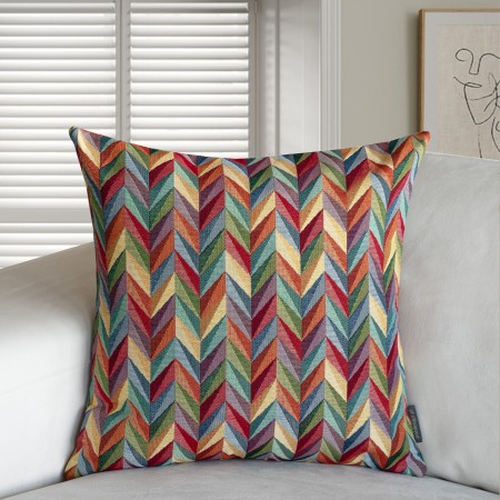 Poszewka 60x60cm ZIGGY Gobelinowa  PolDesign Jodełka Kolorowa