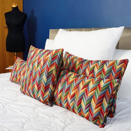 Poszewka 60x60cm ZIGGY Gobelinowa  PolDesign Jodełka Kolorowa