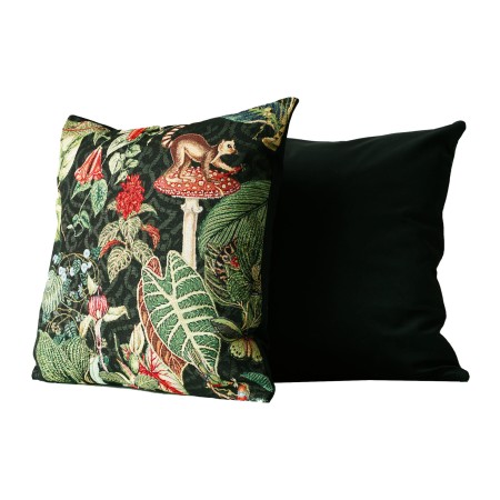 Poduszka gobelinowa 60x60cm Czarna Lemur Zebra Liście Grzyby PolDesign