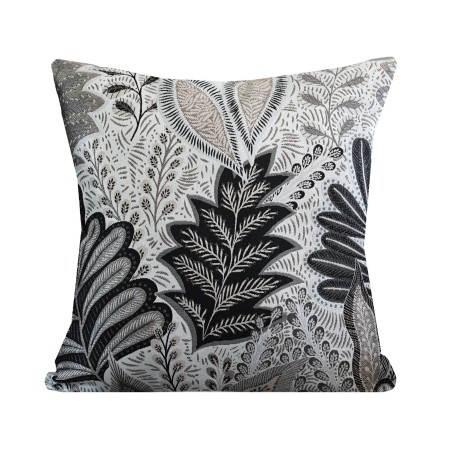 Poszewka żakardowa 60x60cm CZARNY LIŚĆ beżowa szara czarna