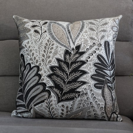 Poszewka żakardowa 60x60cm CZARNY LIŚĆ beżowa szara czarna