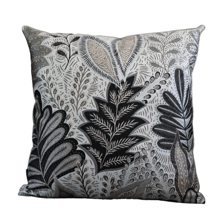 Poszewka żakardowa 60x60cm CZARNY LIŚĆ beżowa szara czarna