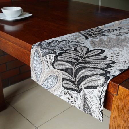 Poszewka żakardowa 60x60cm CZARNY LIŚĆ beżowa szara czarna