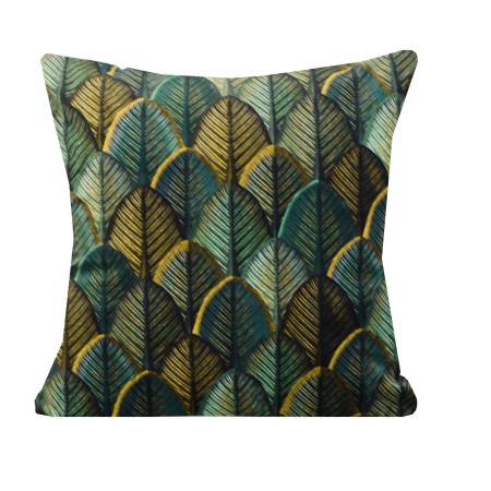 Poszewka Świąteczna ŁUSKA 55x55 Zielone Liście Brązowy Aksamit PolDesign