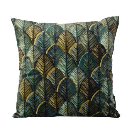 Poszewka Świąteczna ŁUSKA 55x55 Zielone Liście Brązowy Aksamit PolDesign