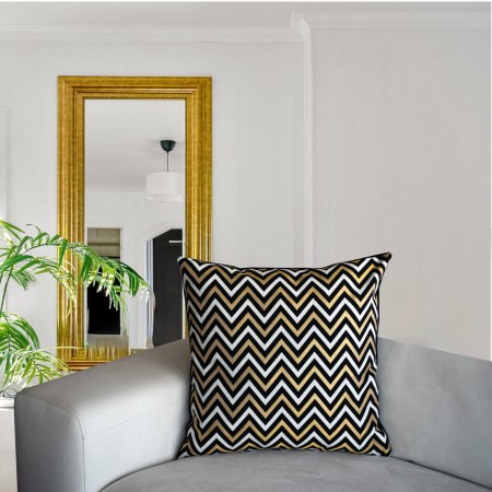 Poduszka gobelinowa 50x50cm Czarna Złota Zig-Zac PolDesign