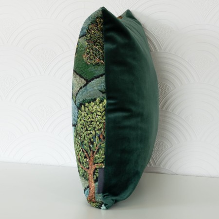 Poszewka dekoracyjna 50x50cm Zielona Niebieska Poduszka Gobelinowa Liście PolDesign