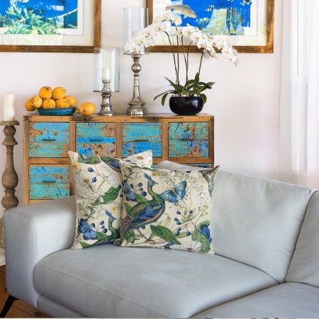 Poduszka gobelinowa 50x50cm Pawie i Kwiaty Jasna PolDesign