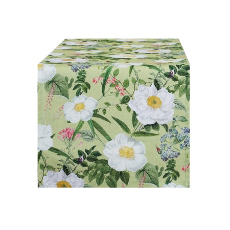 Bieżnik na stół 280 cm ANEMON wielkanocny wiosenny zielony w kwiaty