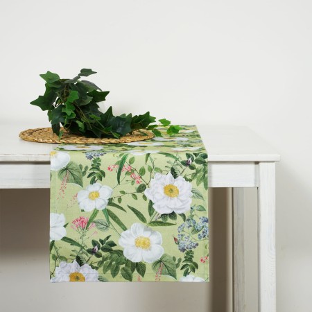 Bieżnik na stół 280 cm ANEMON wielkanocny wiosenny zielony w kwiaty