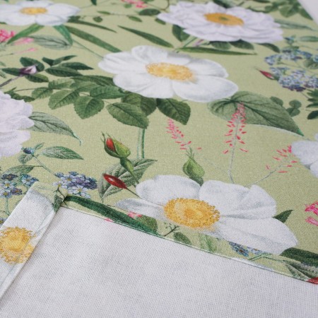 Bieżnik na stół 220 cm ANEMON wielkanocny wiosenny zielony w kwiaty