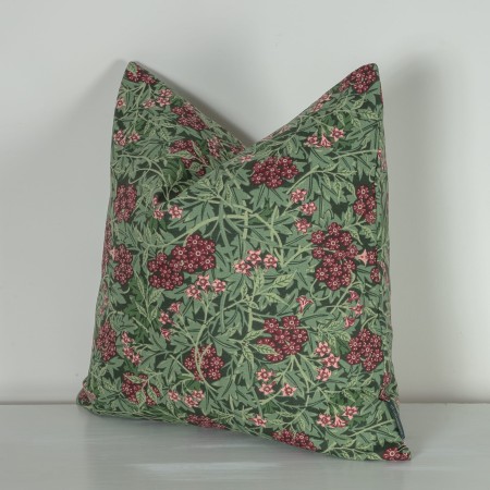 Poszewka 50x50 cm bawełniana HOYA zielona w kwiaty różowe