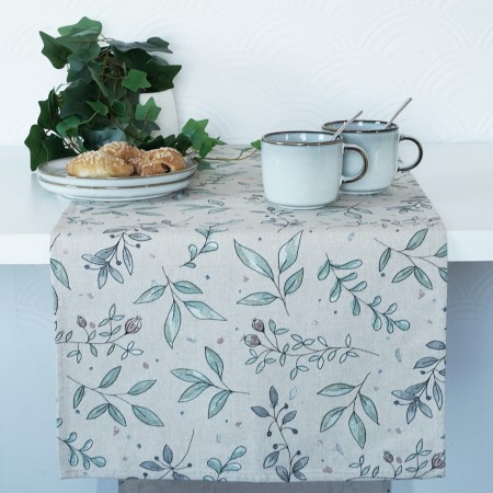 Bieżnik LIŚCIE 240cm lniany wygląd skandynawski Poldesign