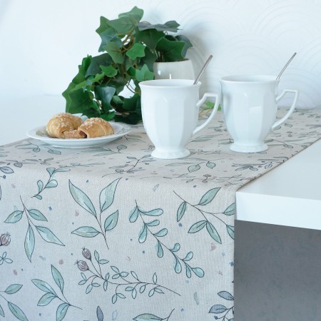 Bieżnik LIŚCIE 220cm skandynawski lniany bawełniany Poldesign