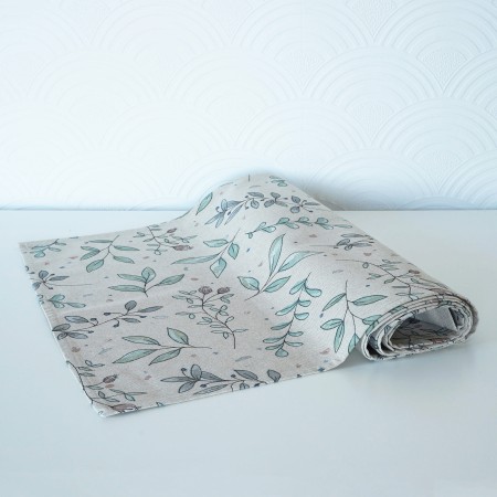 Bieżnik LIŚCIE 220cm skandynawski lniany bawełniany Poldesign