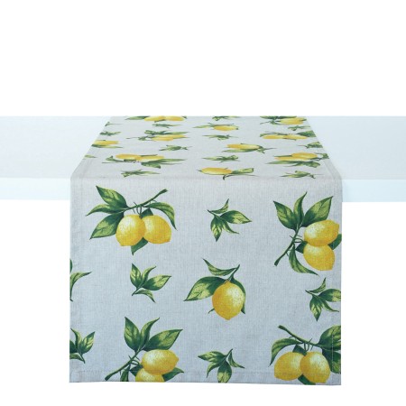 Bieżnik 280cm Cytryna Lniany na Stół Śródziemnomorski