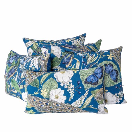 Poszewka Gobelinowa 30x60cm PAW NIEBIESKI Motyle Kwiaty PolDesign