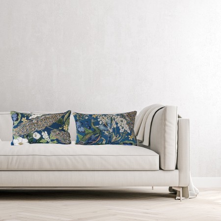 Poszewka Gobelinowa 30x60cm PAW NIEBIESKI Motyle Kwiaty PolDesign