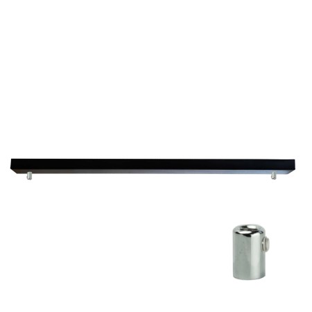 Podsufitka czarna prostokątna maskownica sufitowa 115cm 2 otwory + chrom 07