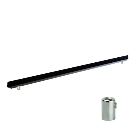 Podsufitka czarna prostokątna maskownica sufitowa 115cm 2 otwory + chrom 07