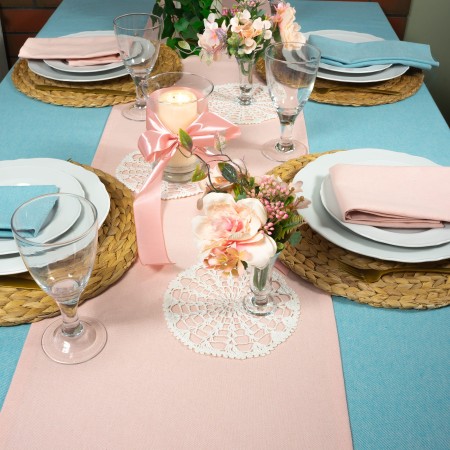 Bieżnik 340cm Różowy Wesele Komunia Ozdobny Świąteczny Bawełniany