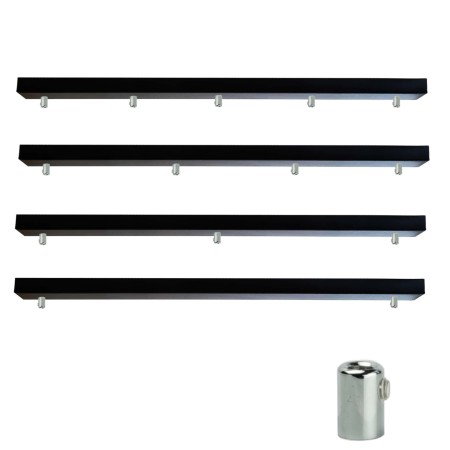 Podsufitka czarna prostokątna maskownica sufitowa 115cm 2 otwory + chrom 07