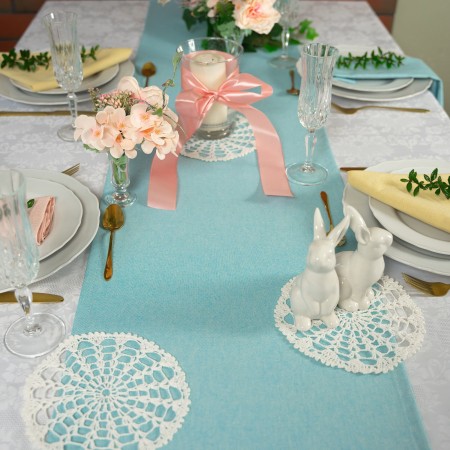 Bieżnik na stół Wielkanoncny Niebieski 220cm długi