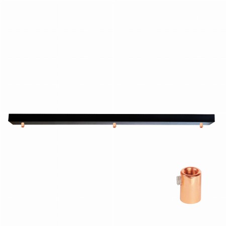 Podsufitka czarna prostokątna maskownica sufitowa 115cm 3 otwory + miedź 09