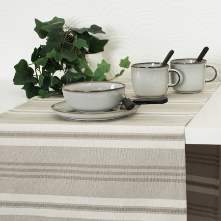 Bieżnik na stół 280cm skandynawski beżowy paski bawełniany
