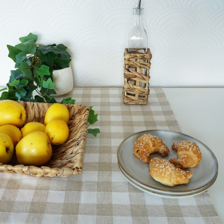 Bieżnik na stół 280cm lniany KRATA styl skandynawski Poldesign