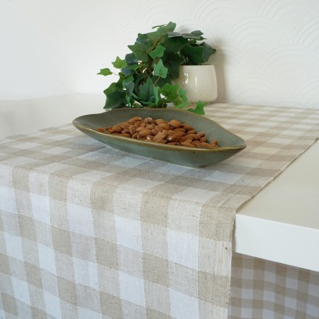 Bieżnik na stół 280cm lniany KRATA styl skandynawski Poldesign