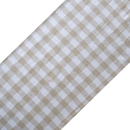 Bieżnik na stół 220cm KRATA lniany w kratę, styl skandynawski 220cm Poldesign