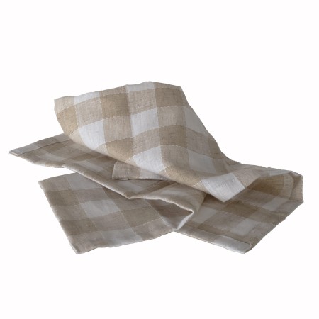 Bieżnik na stół 220cm KRATA lniany w kratę, styl skandynawski 220cm Poldesign