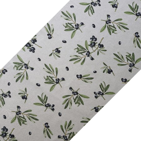 Bieżnik bawełniany 220cm OLIWKI CZARNE lniany look śródziemnomorski PolDesign