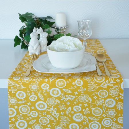 Bieżnik Wielkanocny Żółty 37*280 KWIATY SKANDYNAWSKIE