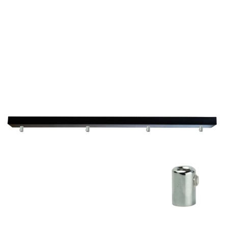 Podsufitka czarna prostokątna maskownica sufitowa 115cm 4 otwory + chrom 07
