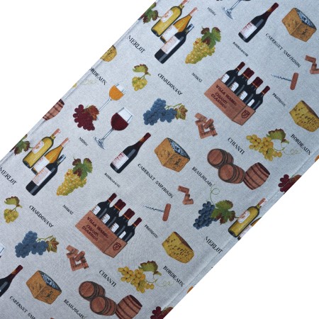 Bieżnik 220cm lniany na stół o śródziemnomorskim motywie Skandynawski Styl