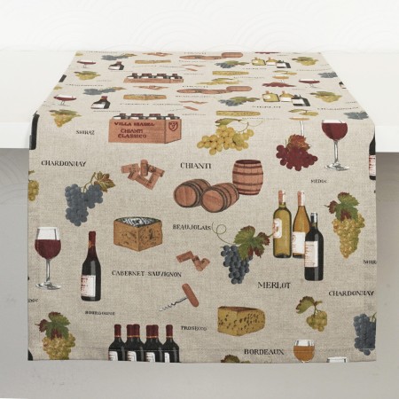 Bieżnik 220cm lniany na stół o śródziemnomorskim motywie Skandynawski Styl