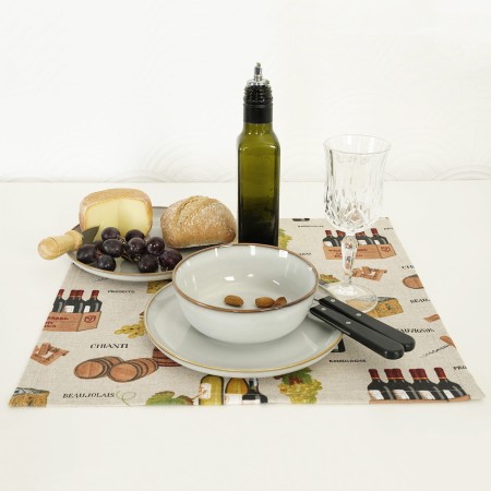 Bieżnik 220cm lniany na stół o śródziemnomorskim motywie Skandynawski Styl