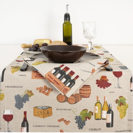 Bieżnik 220cm lniany na stół o śródziemnomorskim motywie Skandynawski Styl