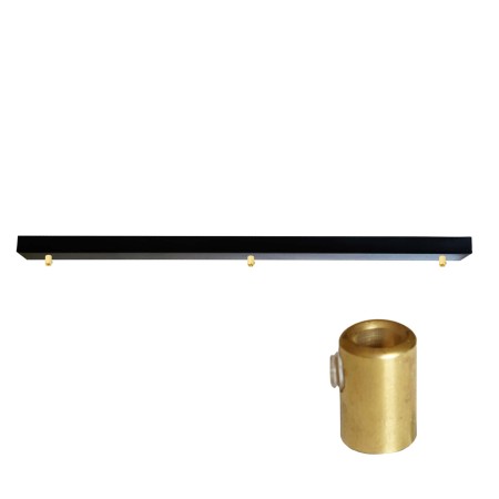 Podsufitka czarna prostokątna maskownica sufitowa 115cm 3 otwory + mosiądz 08