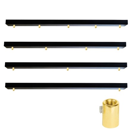 Podsufitka czarna prostokątna maskownica sufitowa 115cm 3 otwory + mosiądz 08