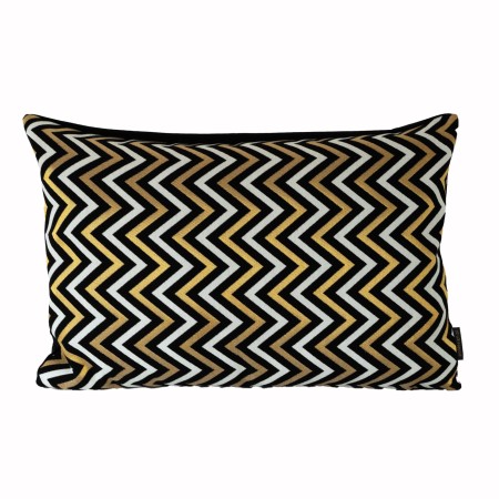 Poduszka 30x60cm Czarna Złota Biała Zig-Zac Gobelinowa Poduszka PolDesign