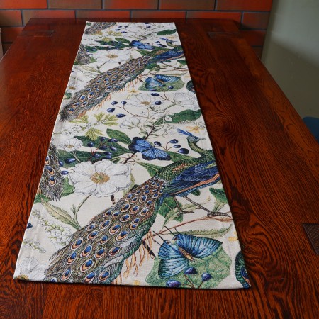 Bieżnik na ławę gobelinowy Paw Biały 300cm