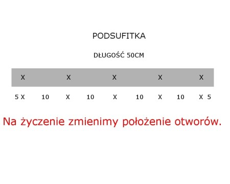 Podsufitka biała prostokątna maskownica sufitowa 50cm 5 otworów +08