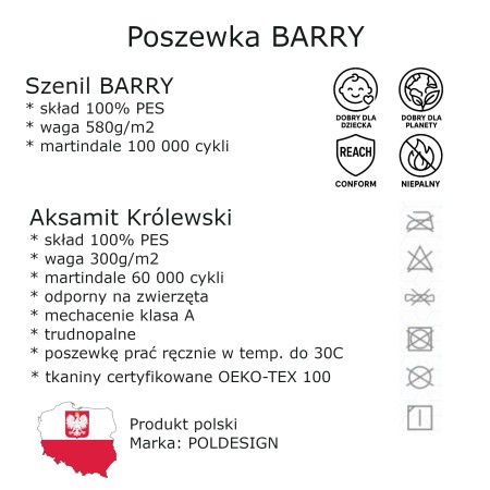 Poszewka 60x60 cm BARRY RUDY aksamitna dekoracyjna ozdobna
