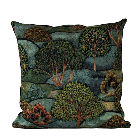 Poszewka dekoracyjna 50x50cm Zielona Niebieska Poduszka Gobelinowa Liście PolDesign